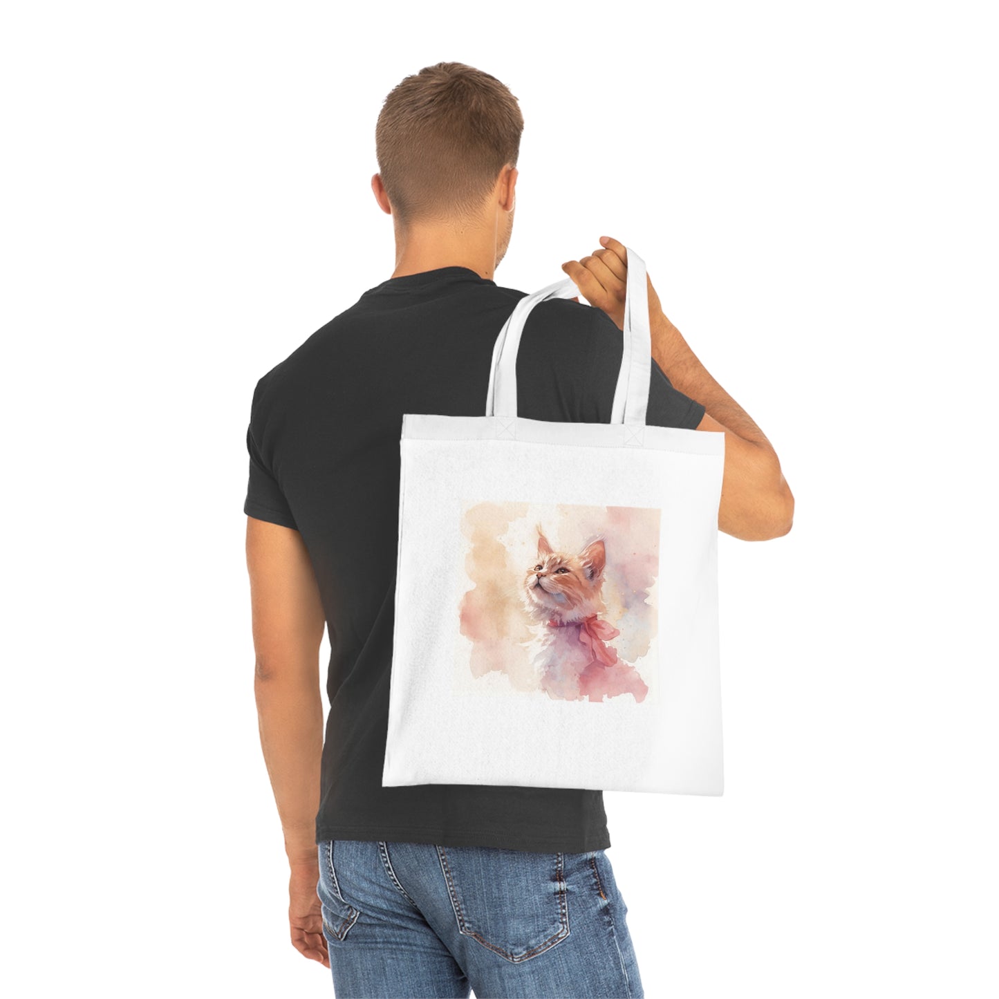 Blush Whiskers – Watercolour Cat Tote Bag