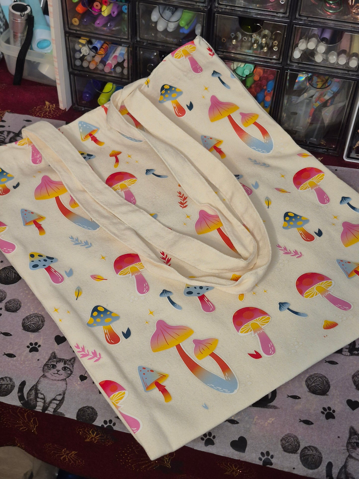 Don’t Trip Over the Small Stuff – Whimsical Mushroom Tote & Sign Set