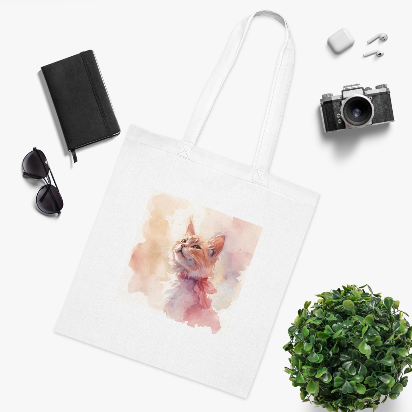 Blush Whiskers – Watercolour Cat Tote Bag