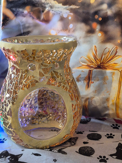 Gold Starlight Crackle Glass Candle Holder