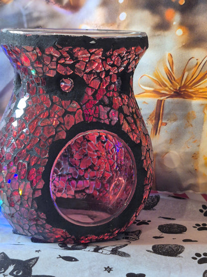 Red Starlight Crackle Glass Candle Holder