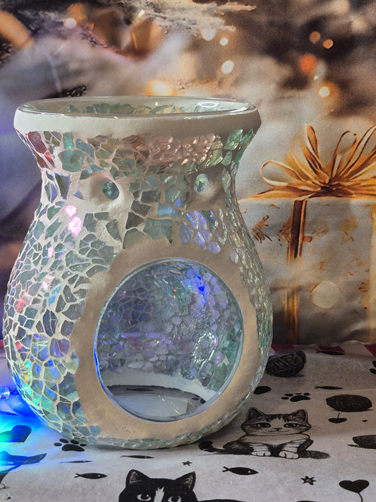 Blue Starlight Crackle Glass Candle Holder