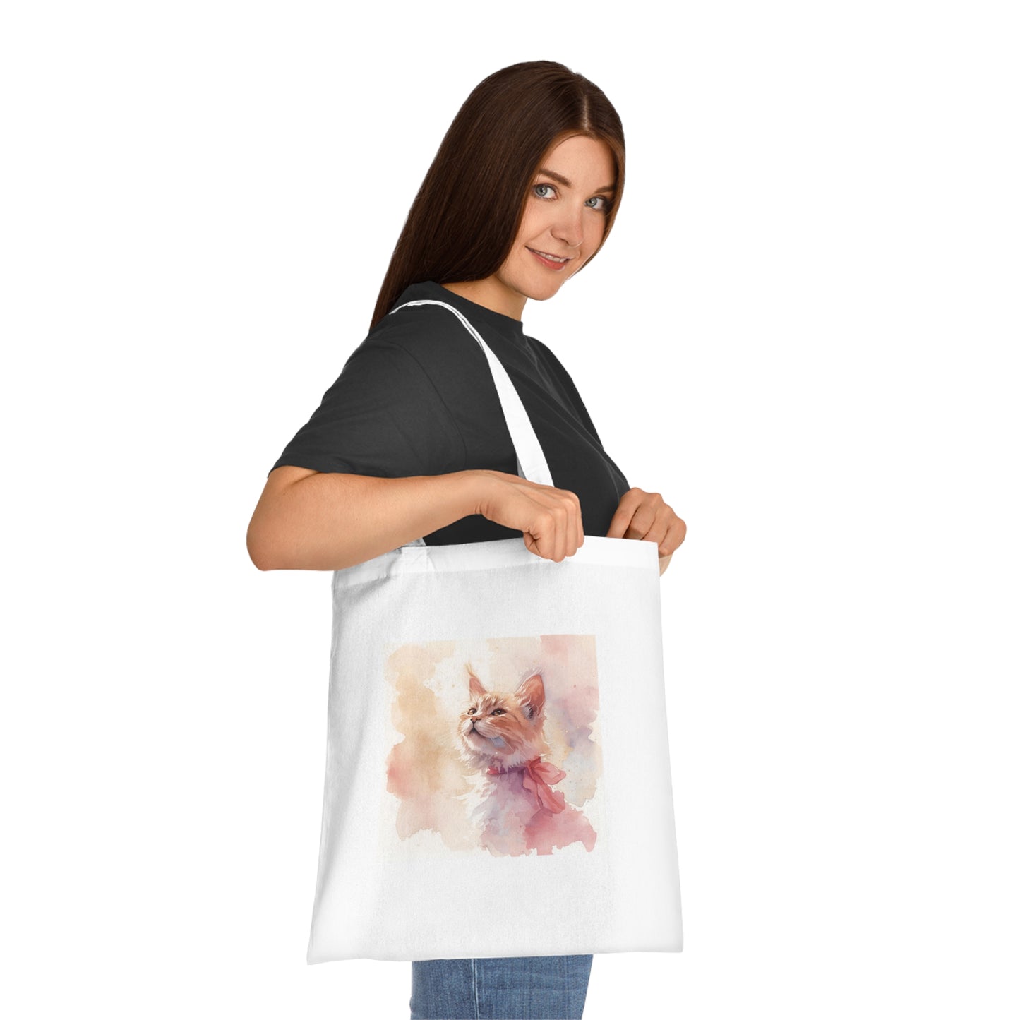Blush Whiskers – Watercolour Cat Tote Bag