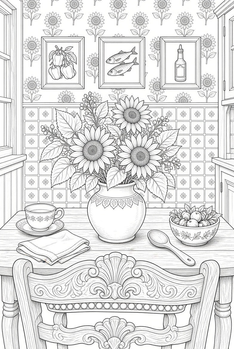 FREE Sunflower Symphony Colouring Book Page - Digital Download