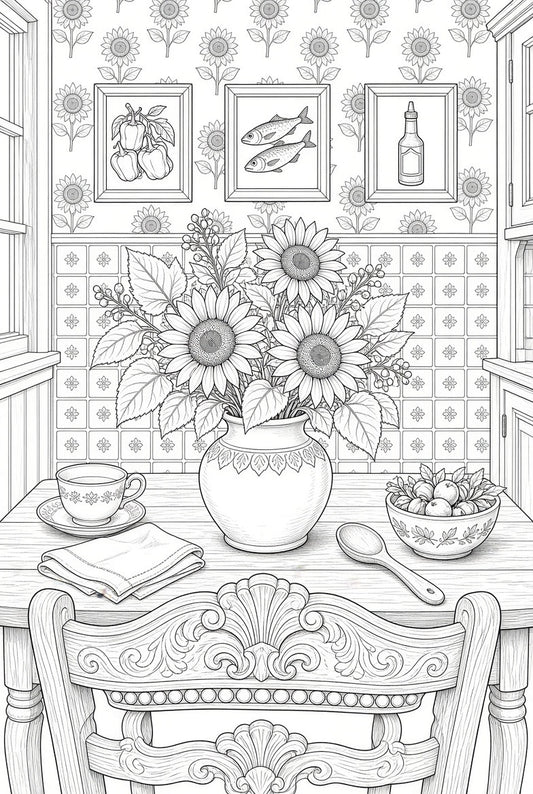 FREE Sunflower Symphony Colouring Book Page - Digital Download