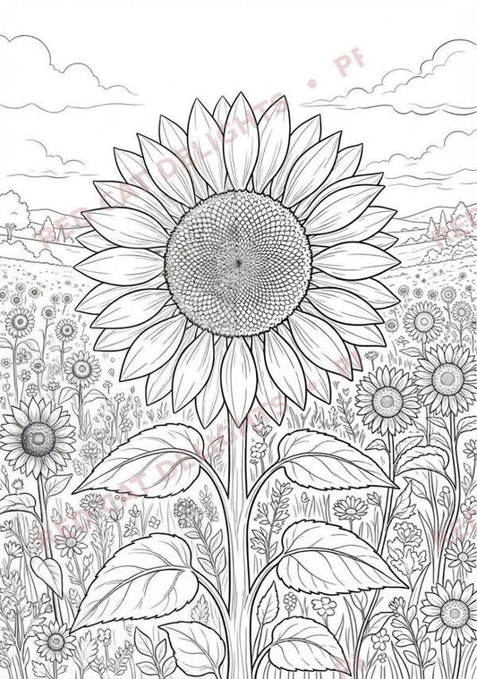 Sunflower Symphony Colouring Book - Digital Download