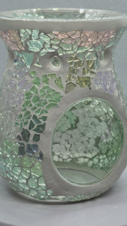 Blue Starlight Crackle Glass Candle Holder