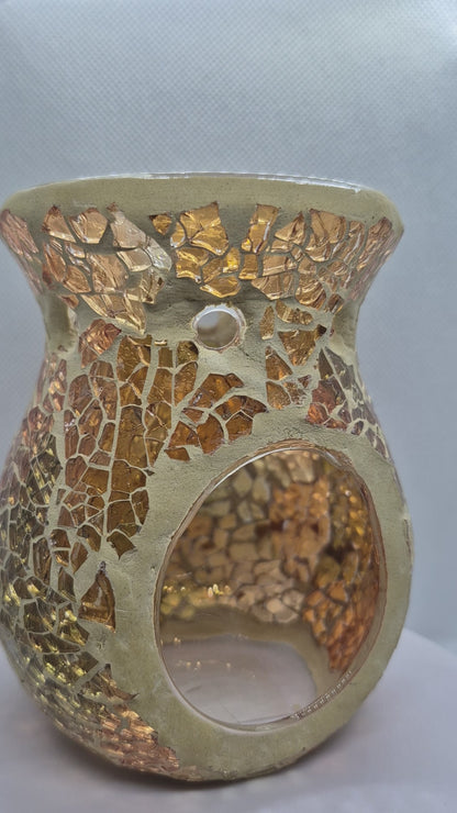 Gold Starlight Crackle Glass Candle Holder