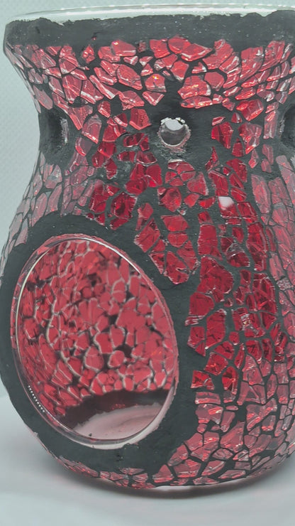 Red Starlight Crackle Glass Candle Holder